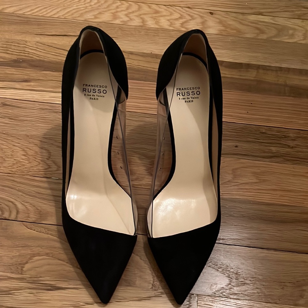 Francesco Russo black stilettos. Size 40. New w/box and cloth preservation bag.